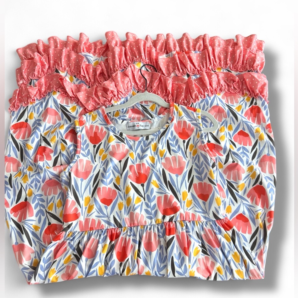 Adorable Sweetness Kids Peach Dot Floral Dress - Picture 2 of 3